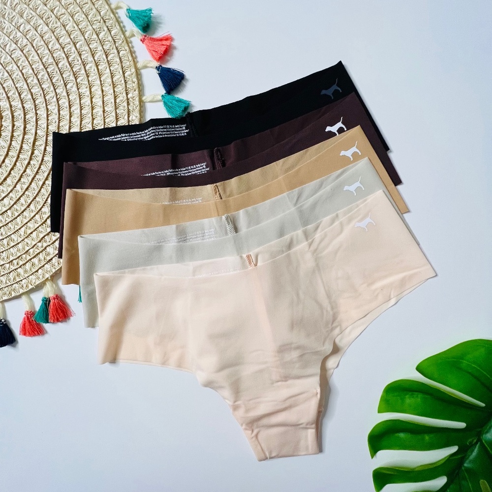 Victoria’s Secret PINK No Show Cheekster Panty Pack Neutrals NEW